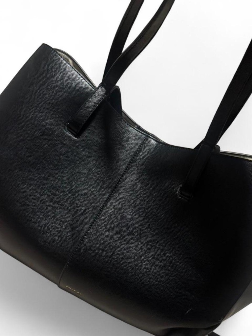 Polene Black Leather Shoulder Tote Bag